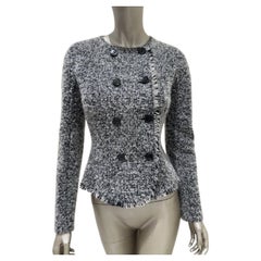 Christian Dior Fall/Winter 2022 Black White Tweed Cropped Jacket Sz 38