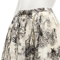 CHRISTIAN DIOR Fantaisie beige illustration print cotton midi skirt FR34 XS