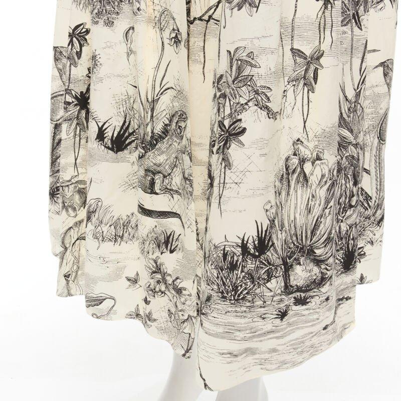 CHRISTIAN DIOR Fantaisie beige illustration print cotton midi skirt FR34 XS For Sale 3