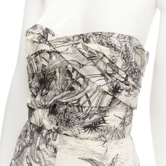 CHRISTIAN DIOR Fantaisie Dioriveria beige black print wrap corset romper FR36 XS