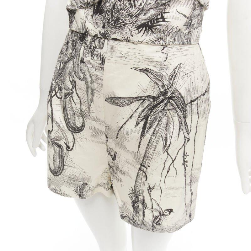 CHRISTIAN DIOR Fantaisie Dioriveria beige black print wrap corset romper FR36 XS For Sale 2