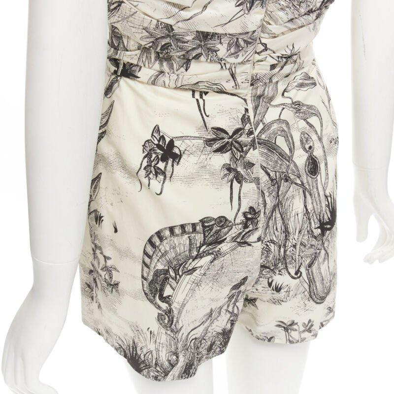 CHRISTIAN DIOR Fantaisie Dioriveria beige black print wrap corset romper FR36 XS For Sale 3