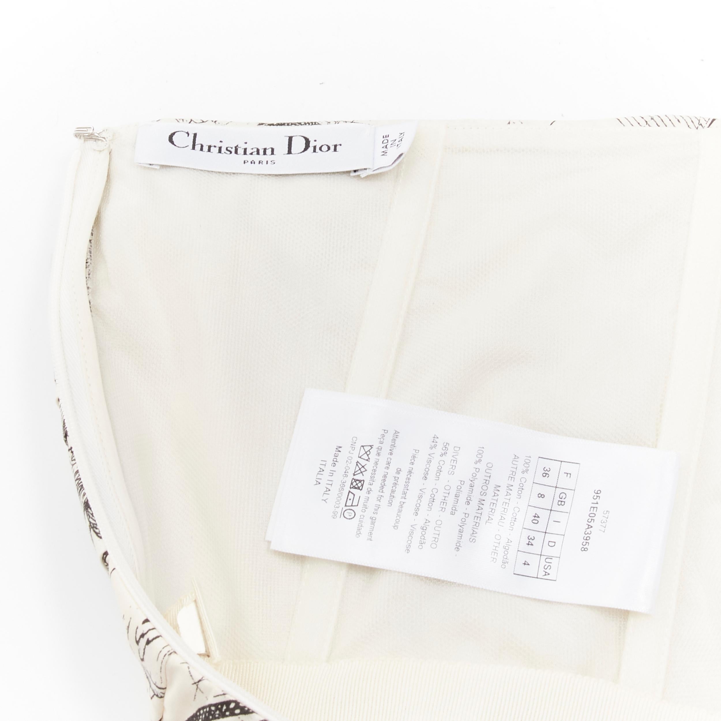 CHRISTIAN DIOR Fantaisie Dioriveria beige black print wrap corset romper FR36 XS For Sale 3