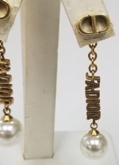 Christian Dior Faux Pearl Earrings with "Jadior" Drops