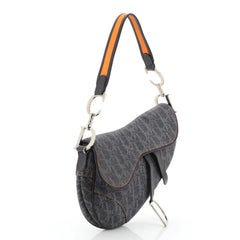Christian Dior Flight Saddle Bag Diorissimo Denim Medium