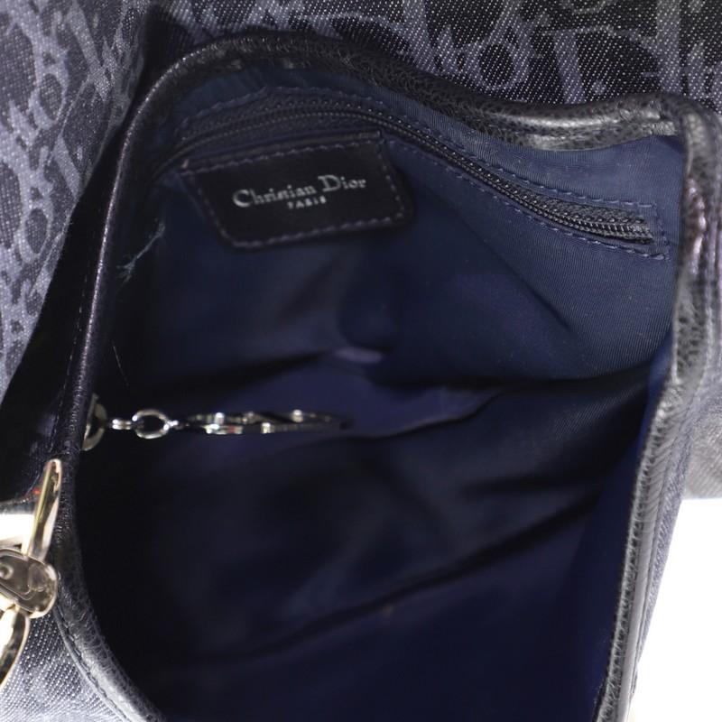 Black  Christian Dior Flight Saddle Bag Diorissimo Denim Medium