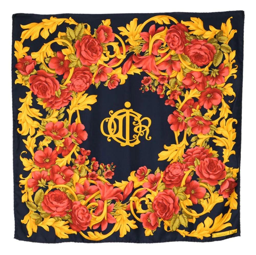 Christian Dior Floral Baroque Silk Scarf In Excellent Condition For Sale In London, GB