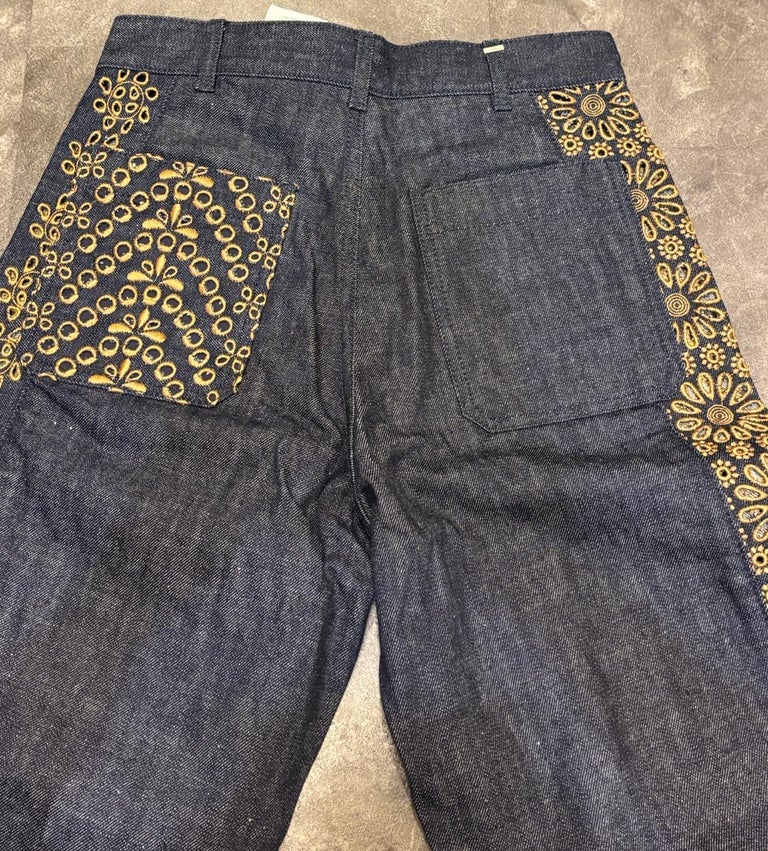 Christian Dior Floral Embroidered Jeans at 1stDibs