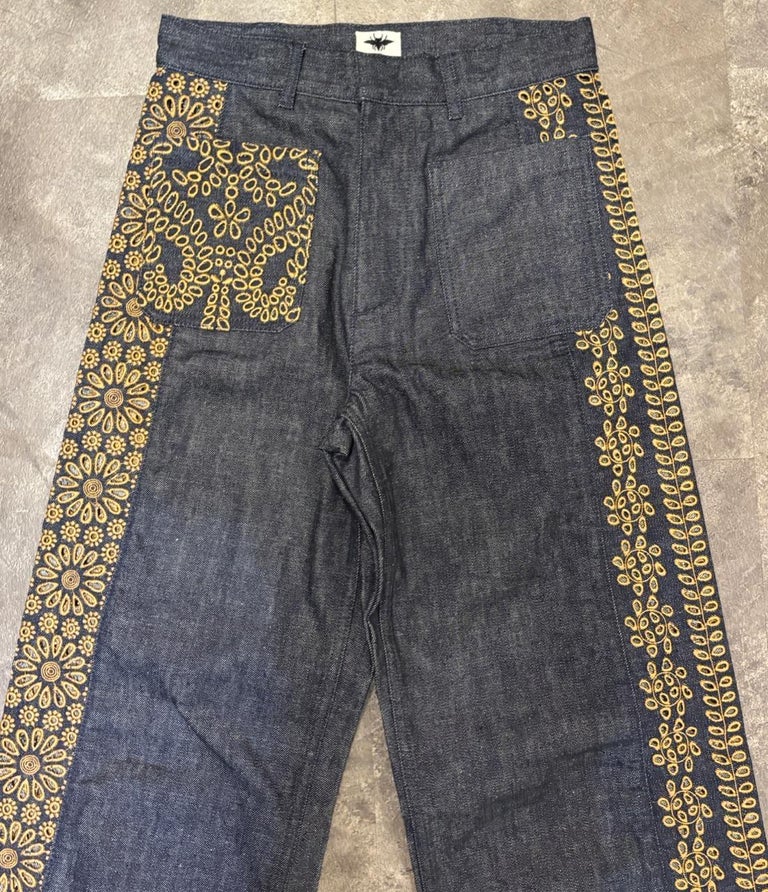 Christian Dior Floral Embroidered Jeans at 1stDibs