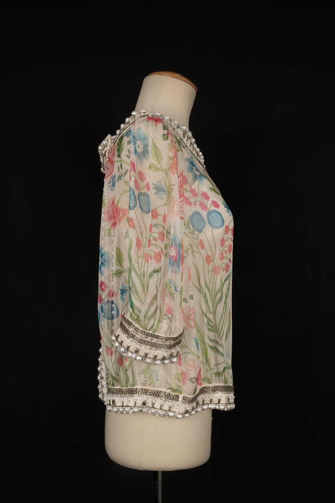 Christian Dior Seidenoberteil mit Blumenmuster und Seide, 2008 im Zustand „Gut“ im Angebot in SAINT-OUEN-SUR-SEINE, FR