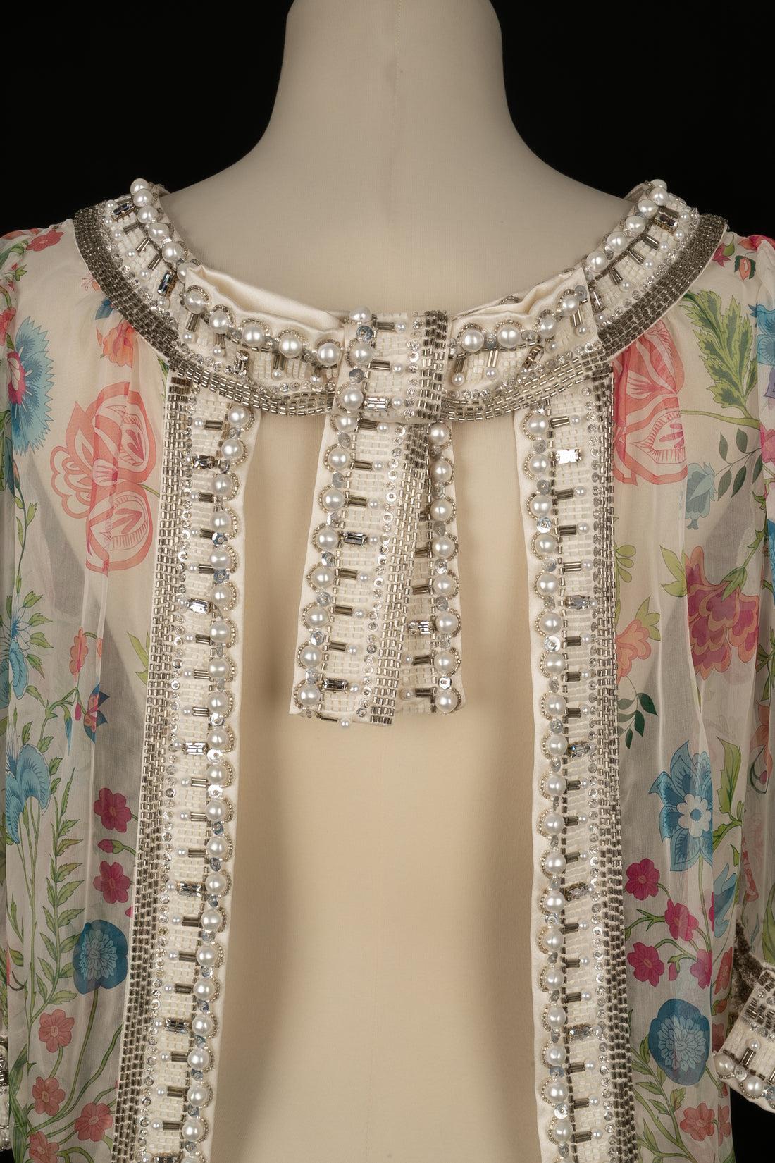 Christian Dior Seidenoberteil mit Blumenmuster und Seide, 2008 im Angebot 4
