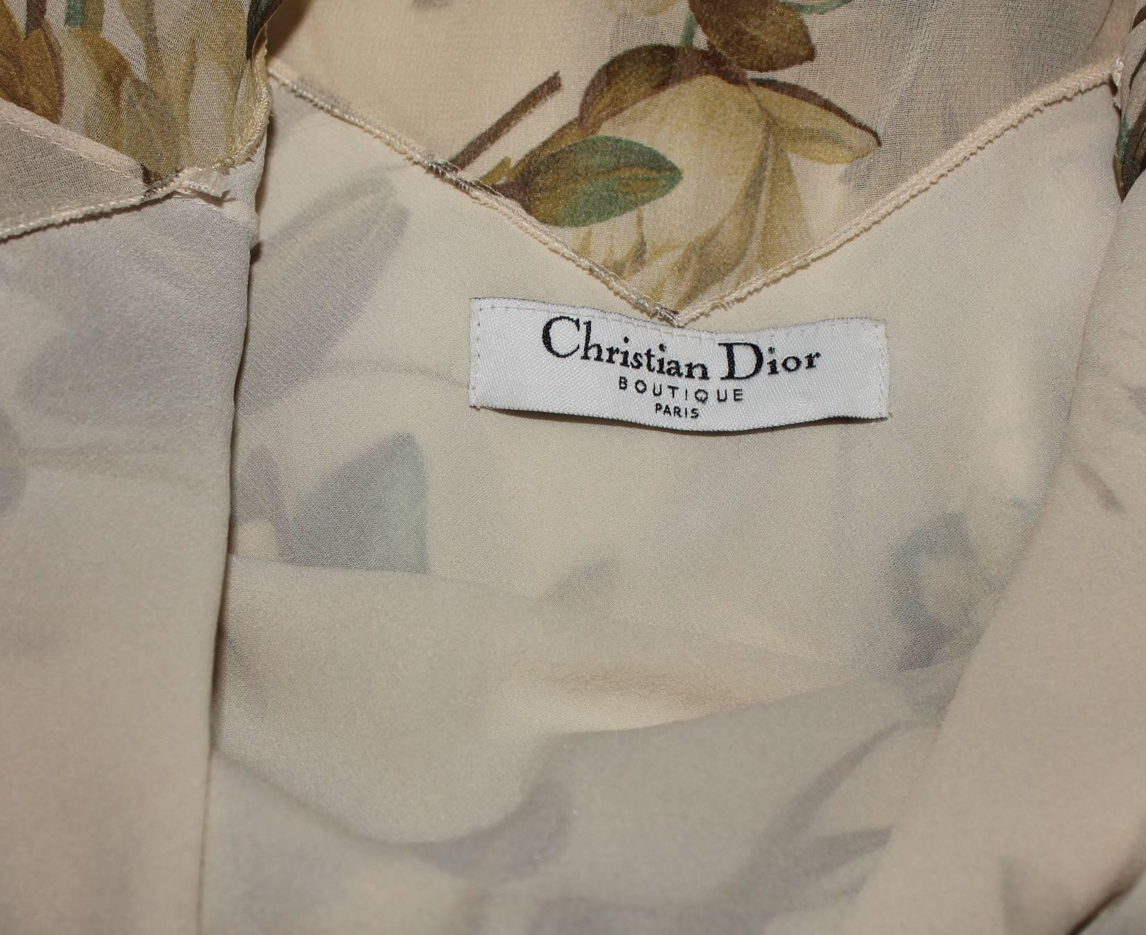 Christian Dior Floral Silk Evening Dress Gown with Matching Silk Stola Shawl  4