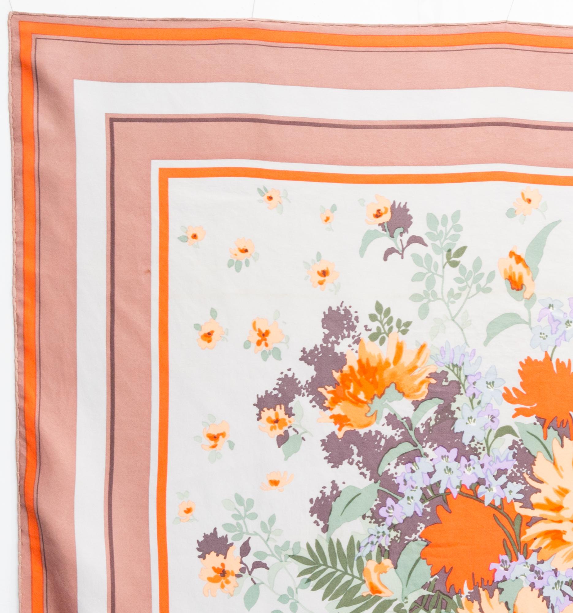 Christian Dior Floral Silk Scarf In Good Condition In Paris, FR