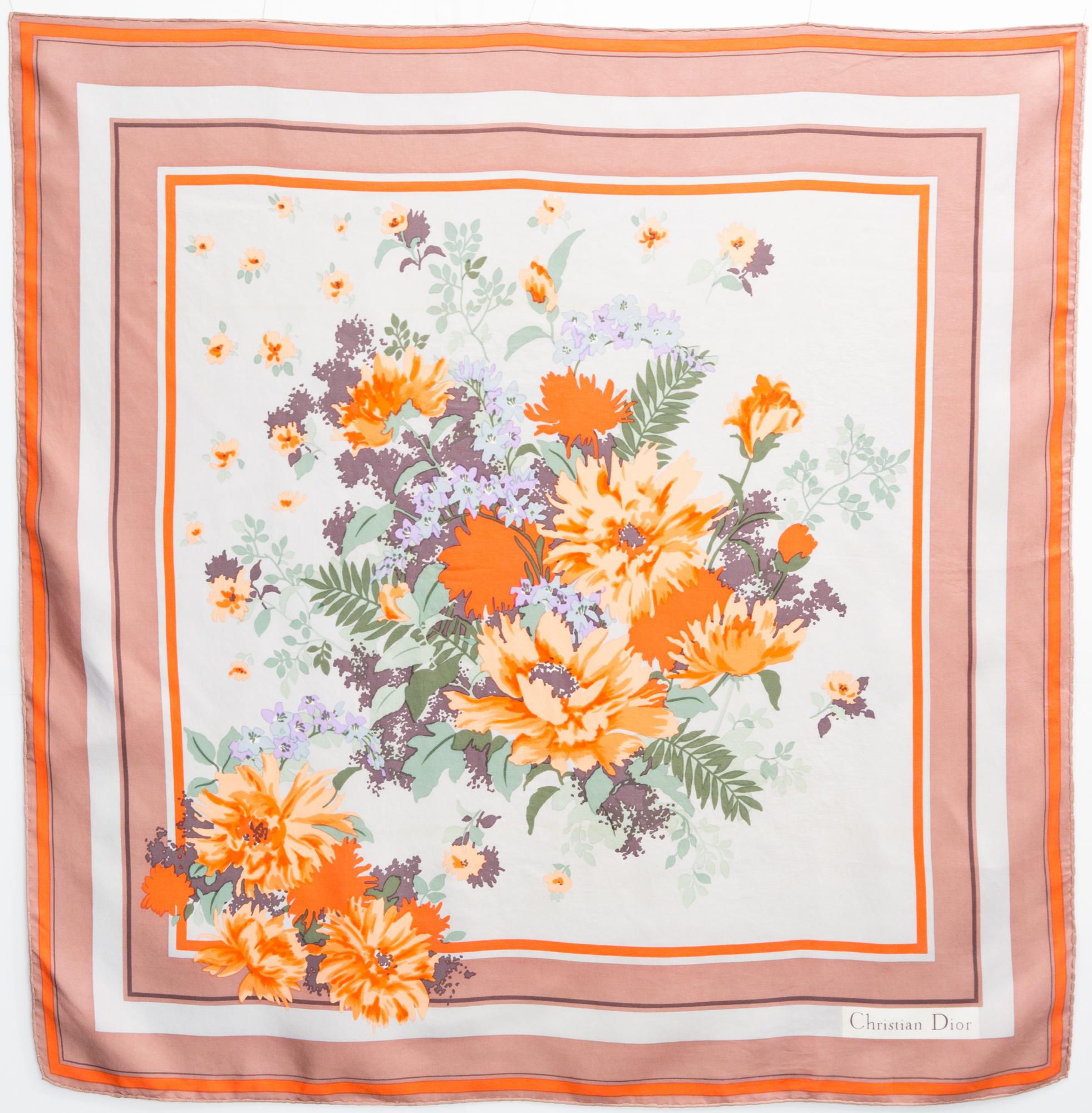 Christian Dior Floral Silk Scarf For Sale 4