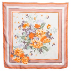 Retro Christian Dior Floral Silk Scarf