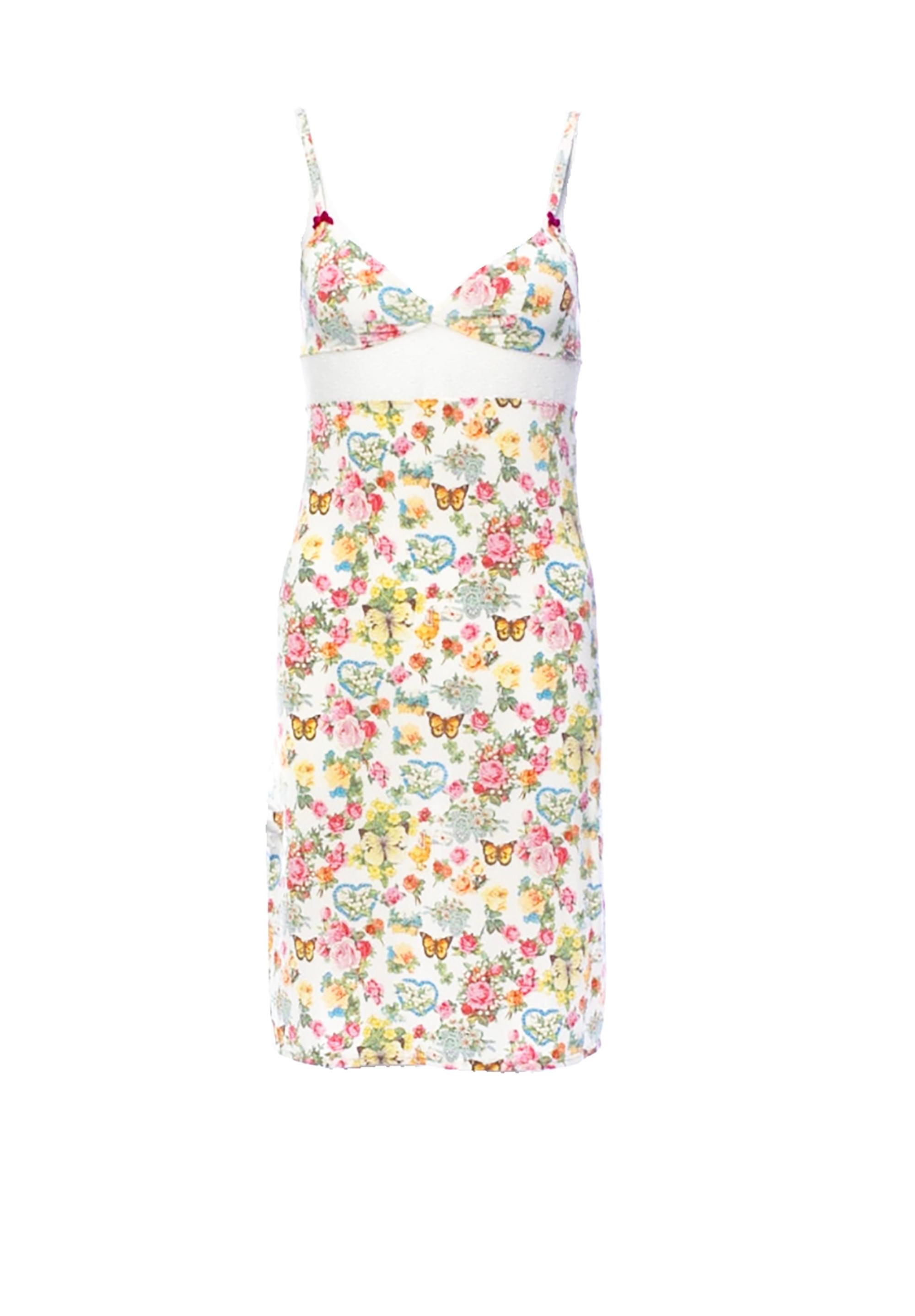 Women's Christian Dior Floral Slip Dress with Lace Insert