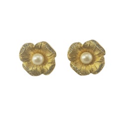 Vintage Christian Dior Flower Earrings #16778