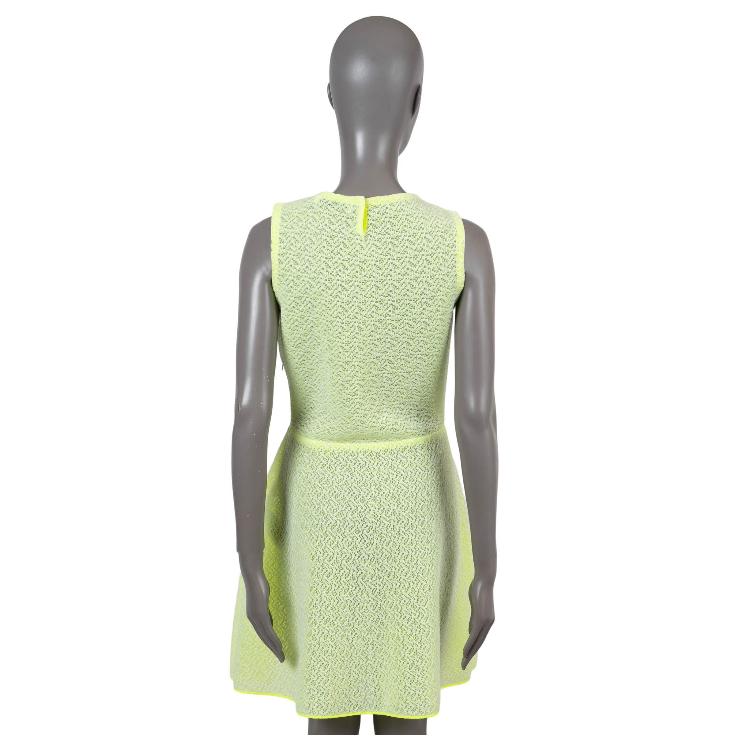 CHRISTIAN DIOR amarillo flúor viscosa 2014 SHEER LACE KNIT Vestido 40 M Beige en venta