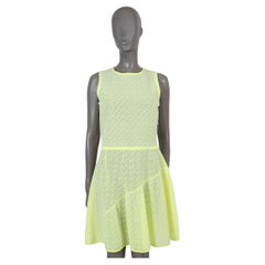 CHRISTIAN DIOR flu yellow viscose 2014 SHEER LACE KNIT Dress 40 M