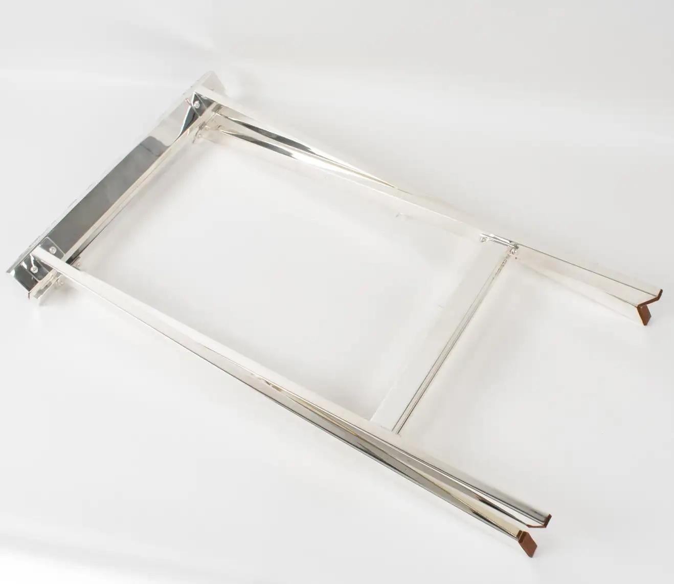 Christian Dior Folding Tray Table Tortoiseshell Lucite and Silver Plate, 1960s 10