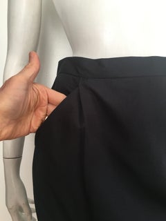 Christian Dior for Neiman Marcus 1980s Navy Straight Skirt with Pockets Size 6.