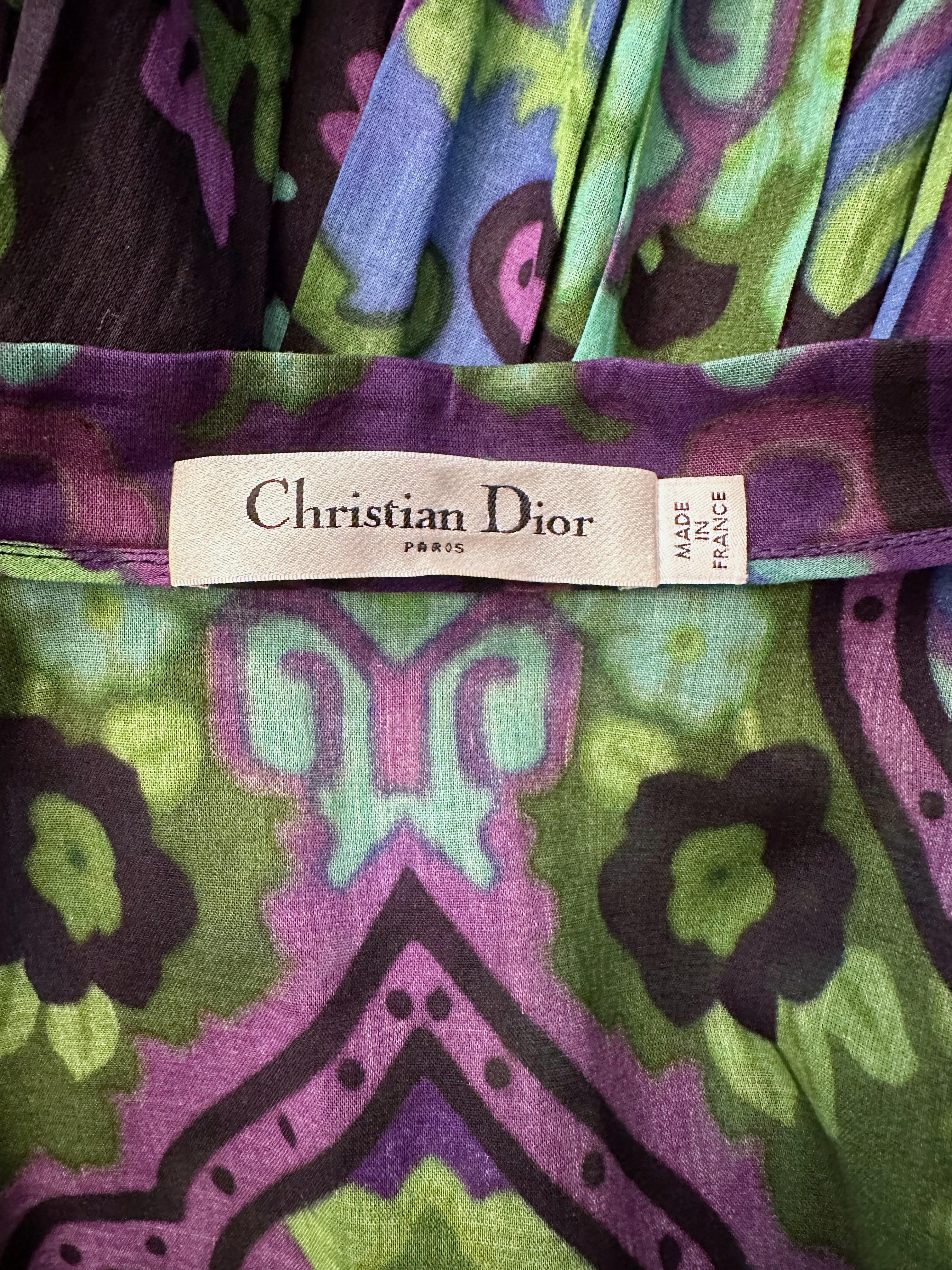 Christian Dior FW 2023 / 2024 Print Cotton Veil Mid-Length Dress For Sale 3