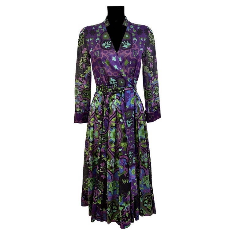 black and purple floral christian dior dress Christian Dior Vintage Purple and Black Devore Velvet Floral Dress For Sale at 1stDibs