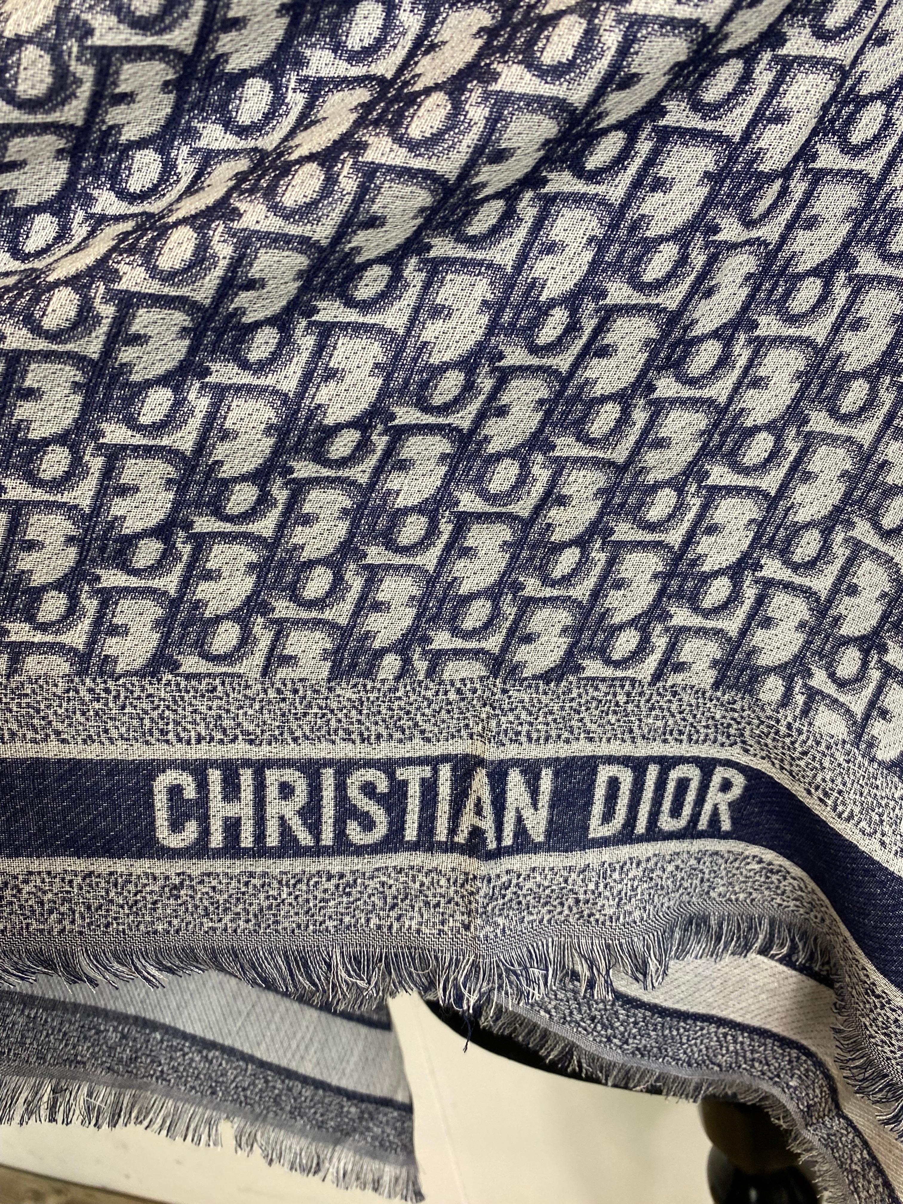 Gray Christian Dior foulard scarf