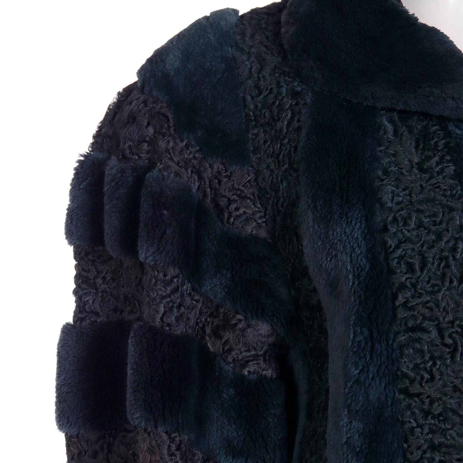 Christian Dior Fourrure 1980s Vintage Blue Dyed Sheared Fur & Lambswool Jacket For Sale 6