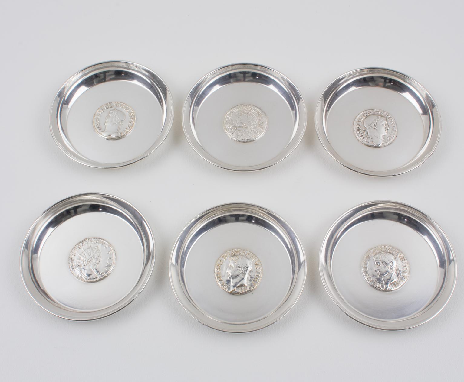 Modern Christian Dior 1960s Silver Plate Coaster, set of six