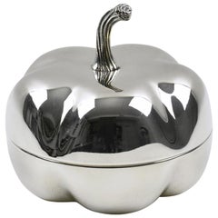 Christian Dior France Silver Plate Decorative Box Pumpkin Design