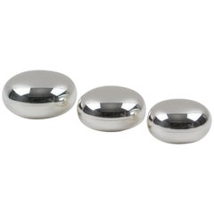 Christian Dior France Silver Plate Decorative Pebble Box, a Trio