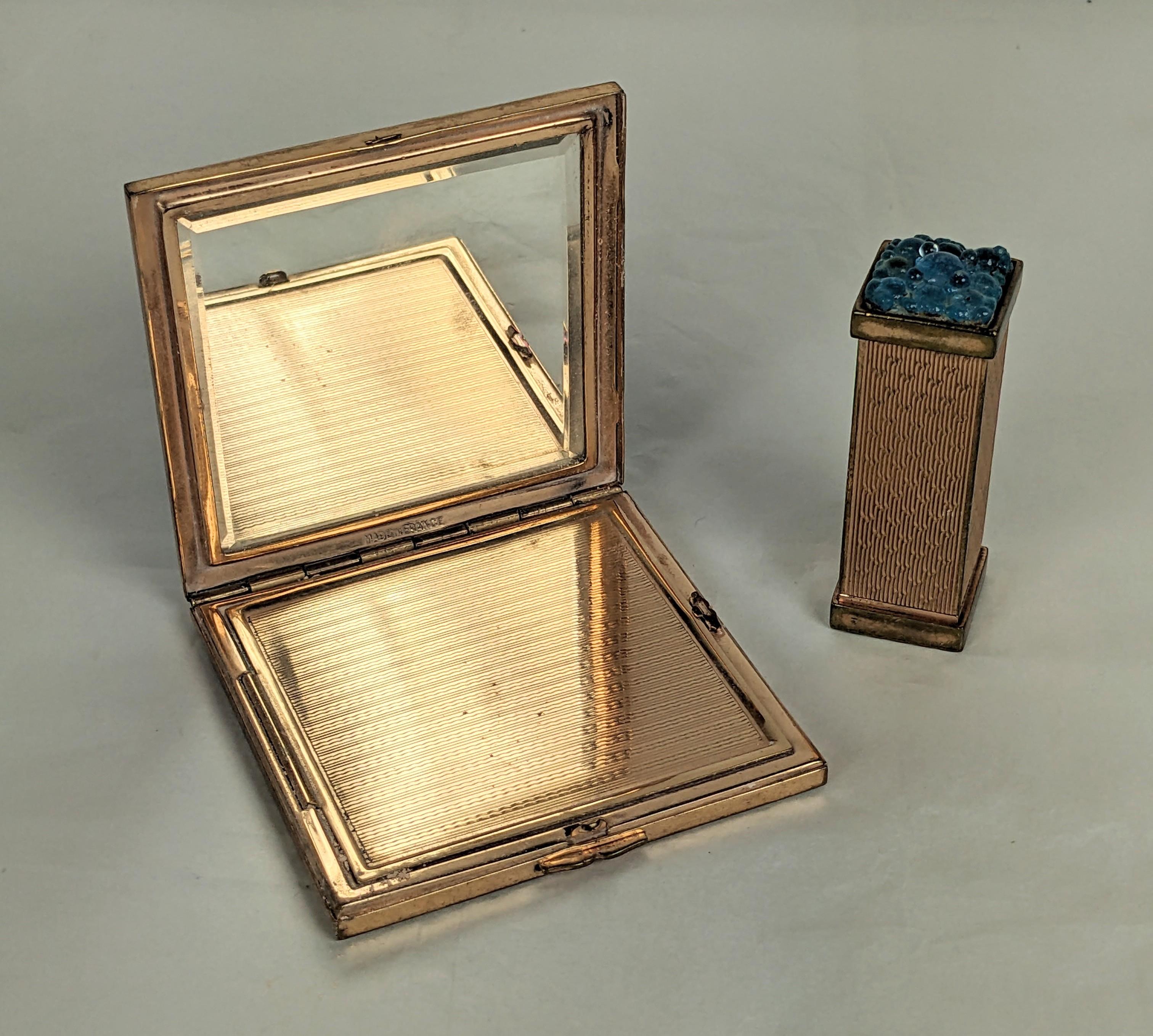 Christian Dior French Glass Enamel Compact and Lipstick In condizioni buone in vendita a New York, NY