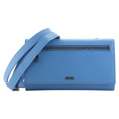 Christian Dior Front Zip Flap Wallet on Strap Leather