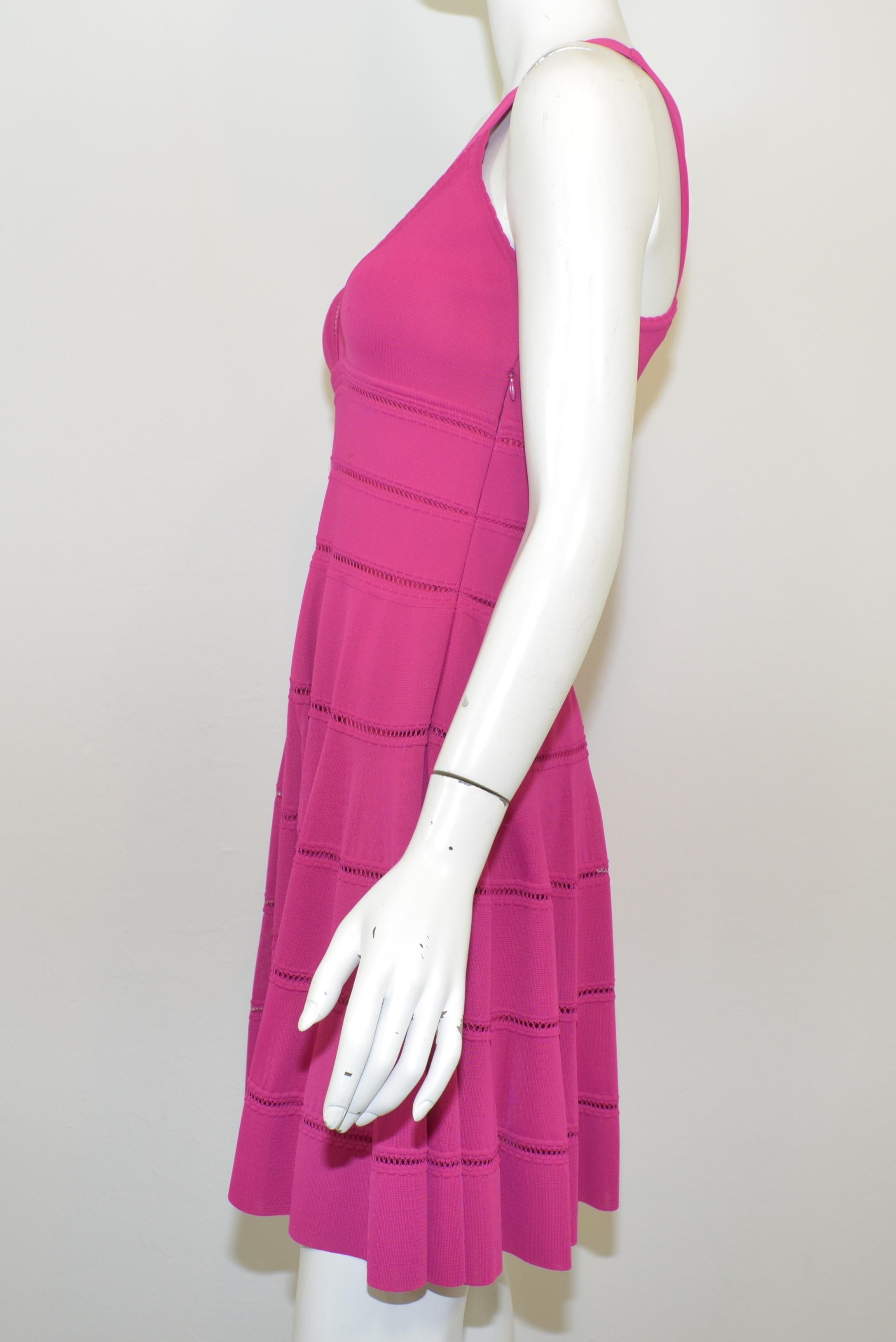 Pink Christian Dior Fuchsia Fit and Flare Dress