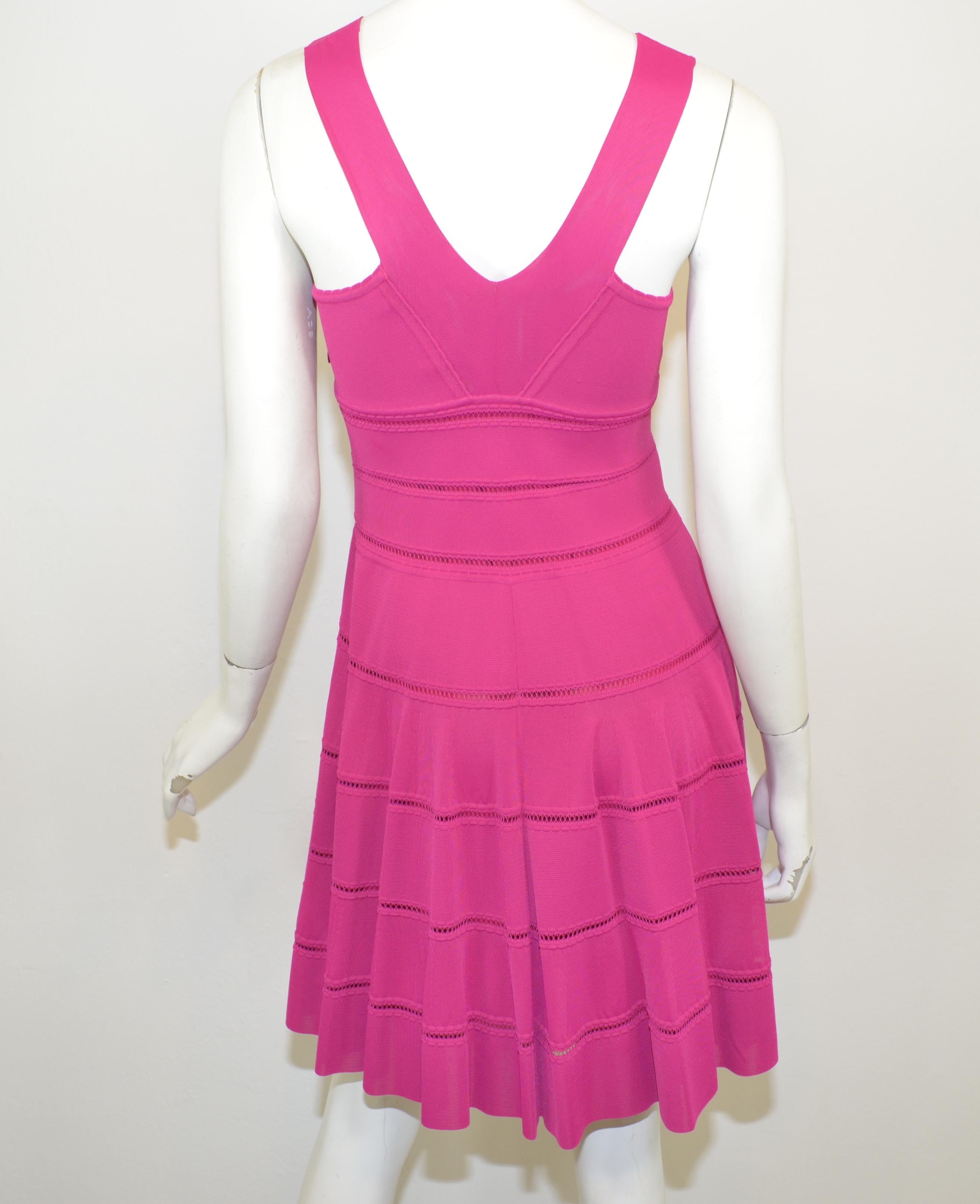 Christian Dior Fuchsia Fit and Flare Dress In Good Condition In Carmel, CA