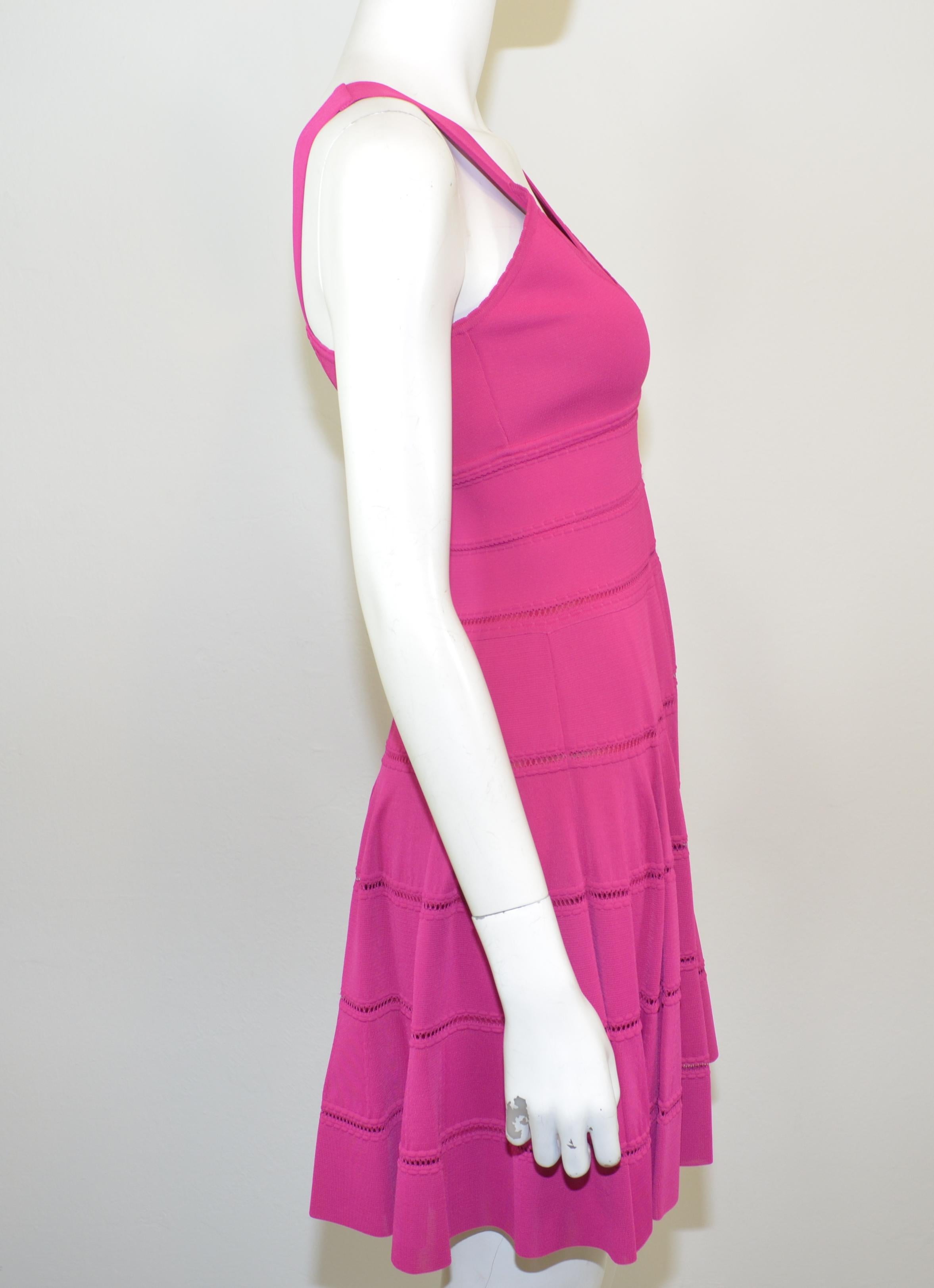 Women's Christian Dior Fuchsia Fit and Flare Dress