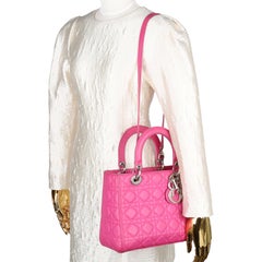 Christian Dior Fuchsia Pink Lambskin Cannage Lady D Handbag