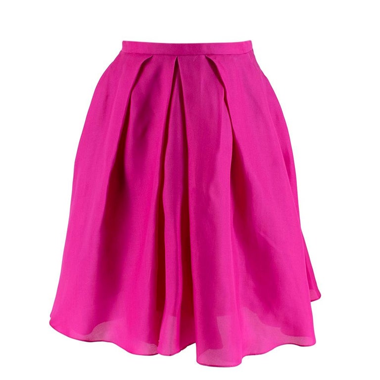 Christian Dior Fuchsia Pleated Silk Mini Skirt - Size US 4 For Sale at ...