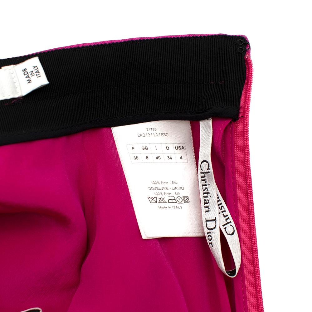 Christian Dior Fuchsia Pleated Silk Mini Skirt - Size US 4 For Sale 1