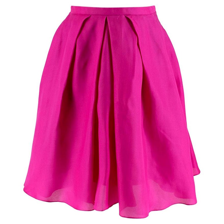 Christian Dior Fuchsia Pleated Silk Mini Skirt - Size US 4 at 1stDibs