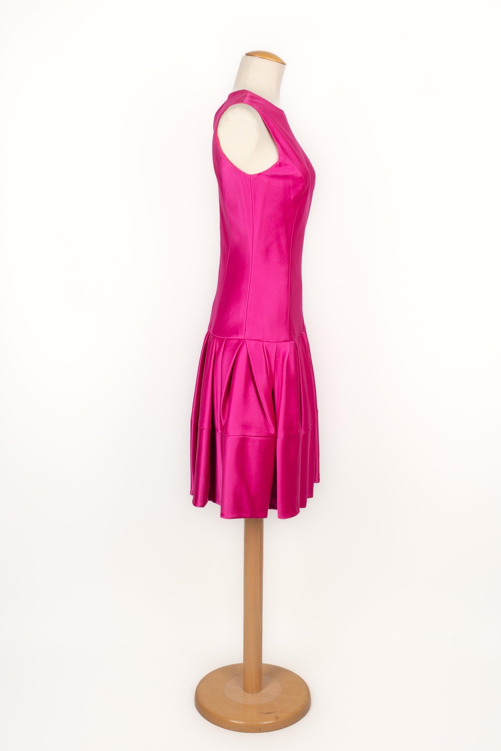 Pink Christian Dior Fuchsia Satin Sleeveless Dress, 2012 For Sale