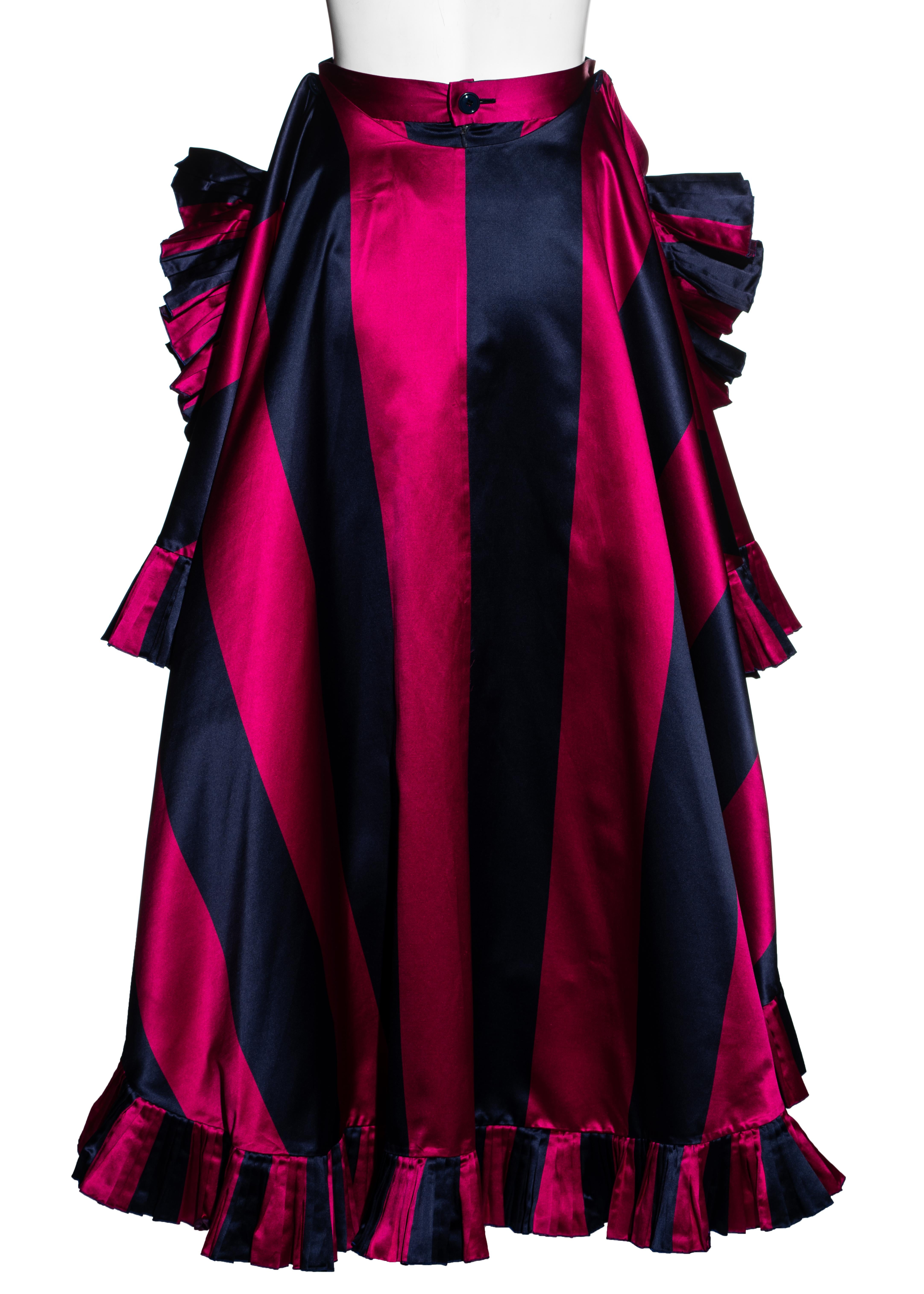 Black Christian Dior fuchsia striped silk trained evening skirt, fw 1993