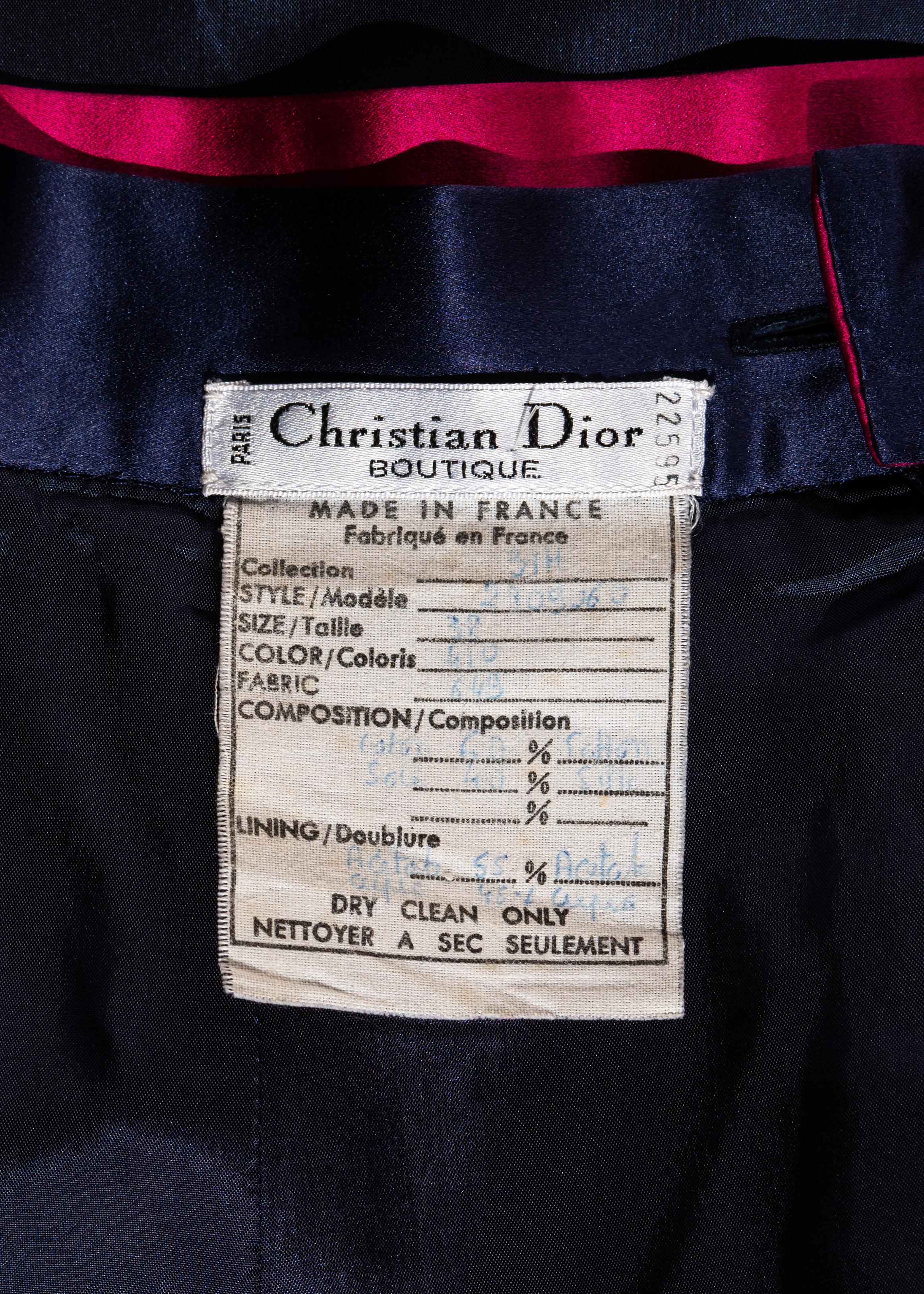 Christian Dior fuchsia striped silk trained evening skirt, fw 1993 2