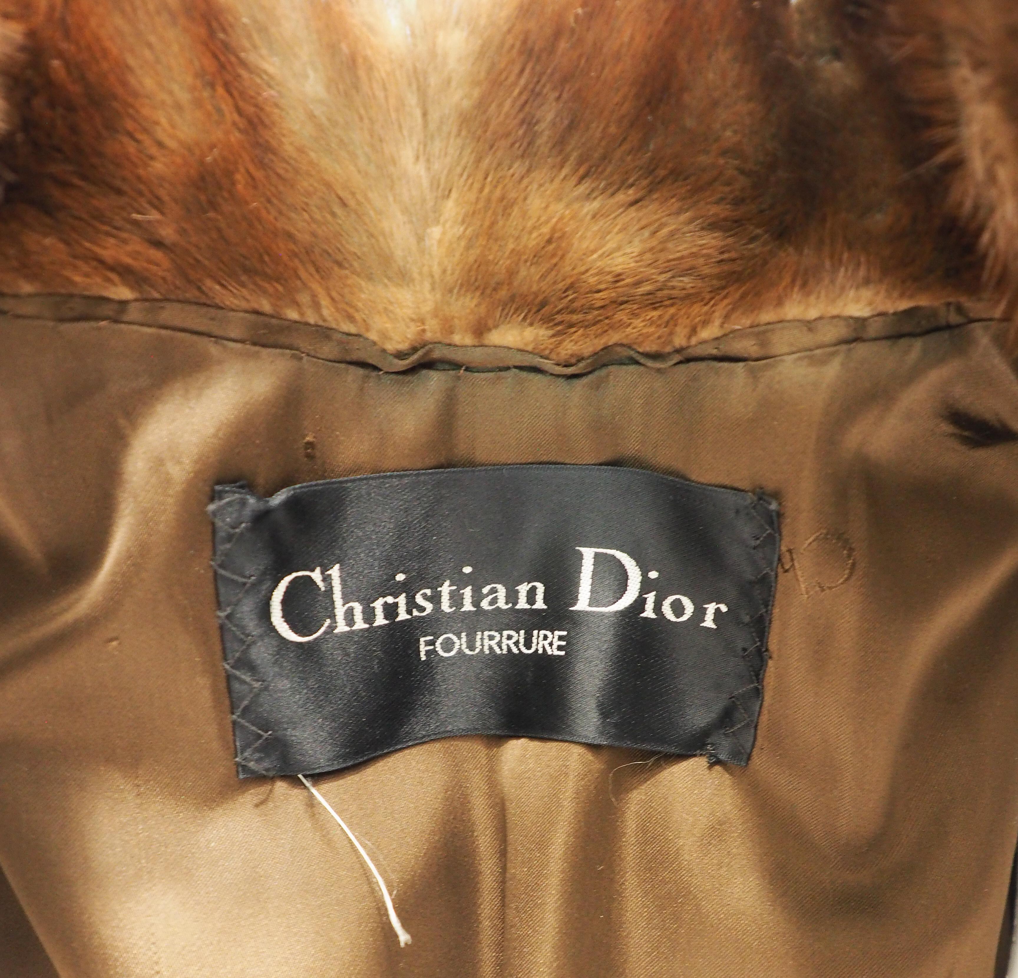 Black Christian Dior Full Length Brown Mink Fur Coat