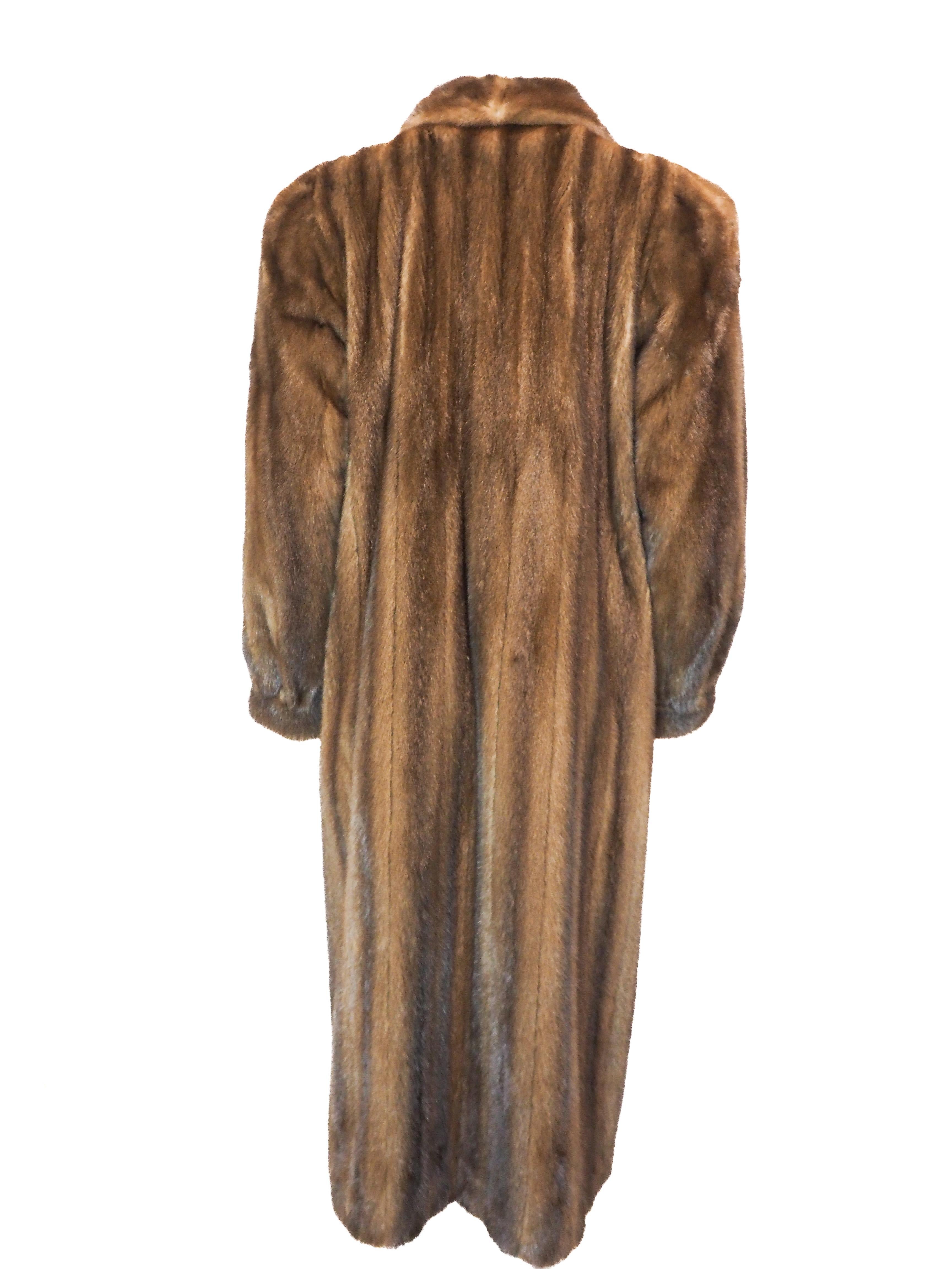 Christian Dior Full Length Brown Mink Fur Coat In Excellent Condition In Los Angeles, CA