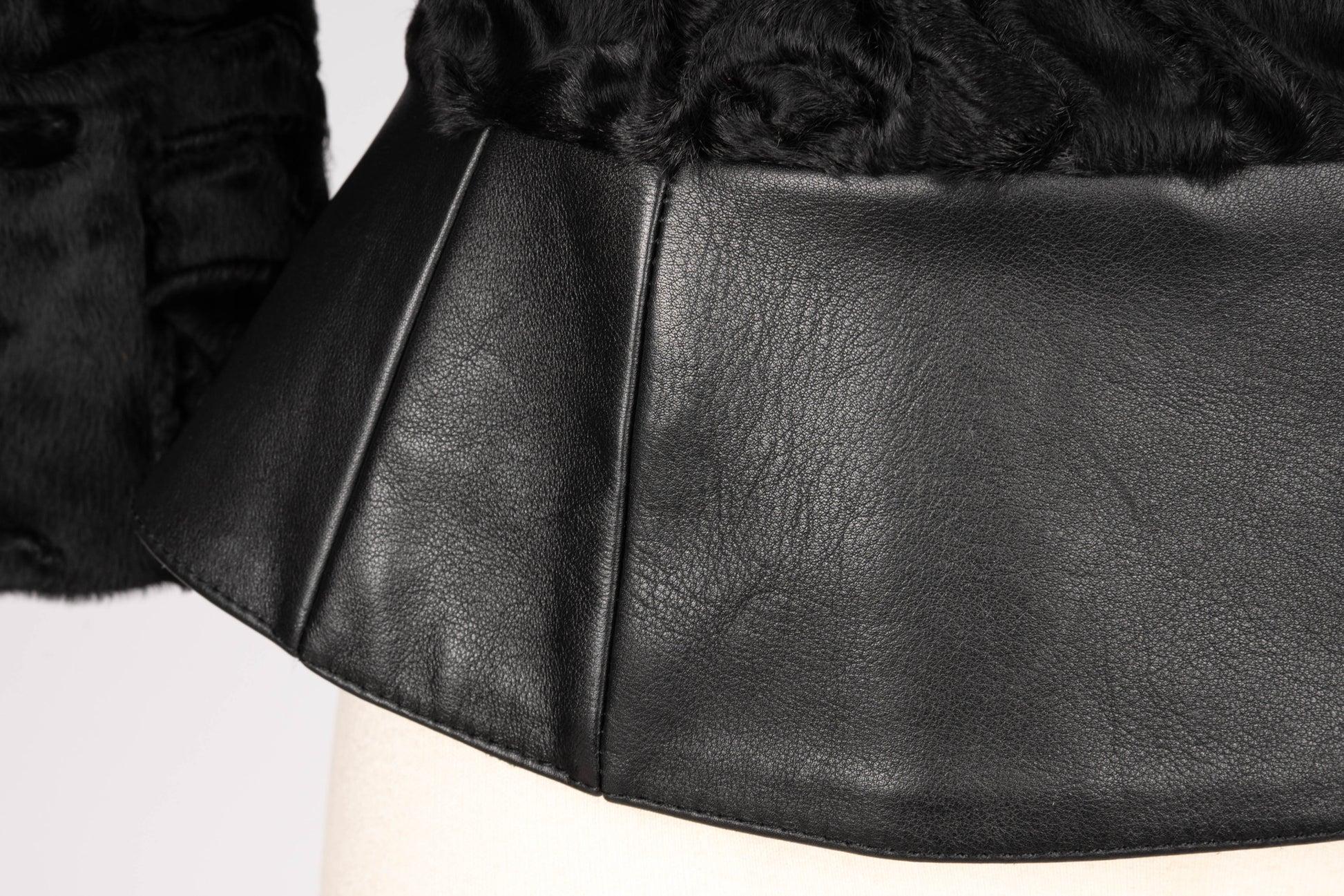 Giacca corta in pelle e pelliccia Christian Dior in vendita 1