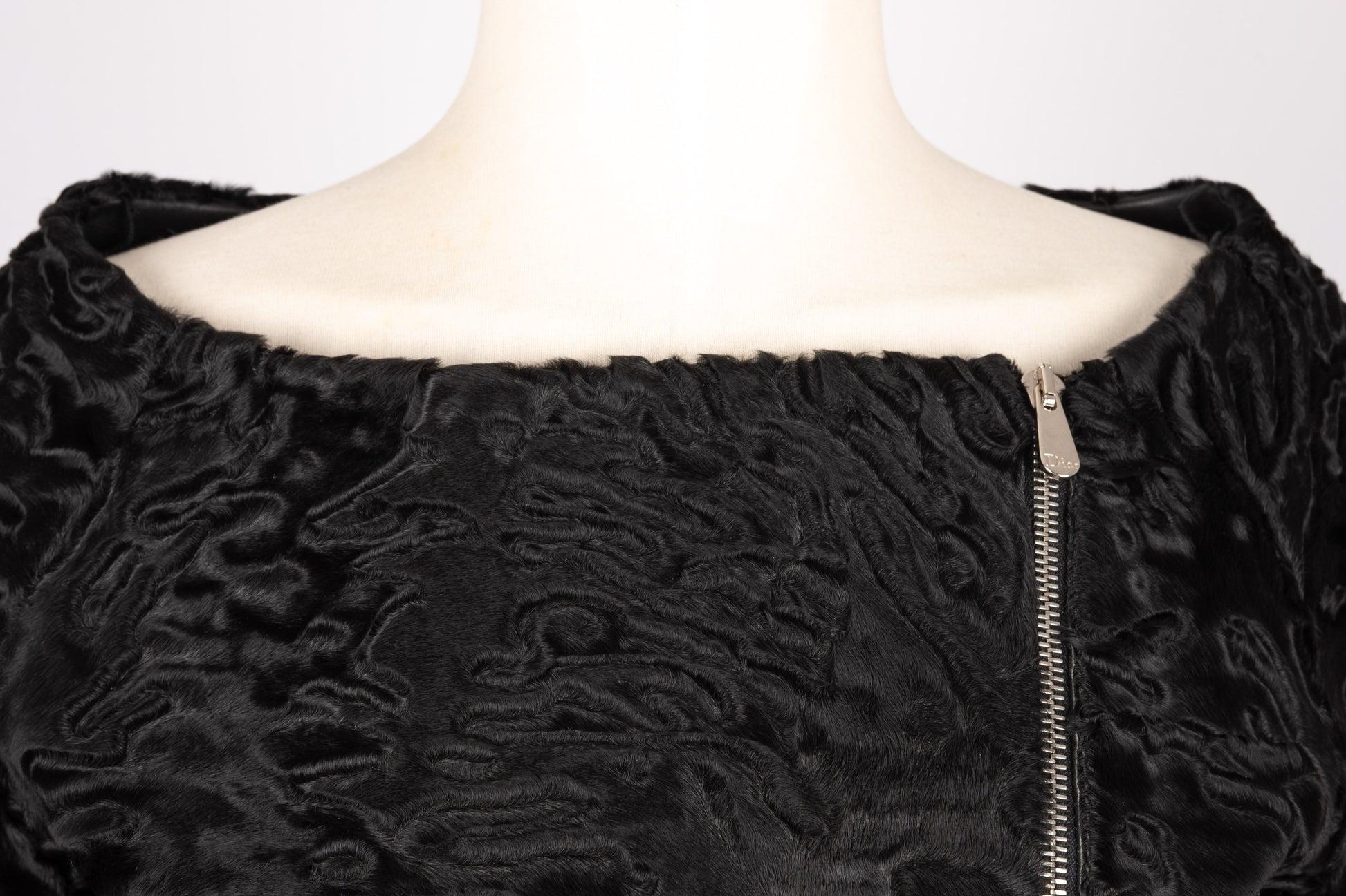 Giacca corta in pelle e pelliccia Christian Dior in vendita 2