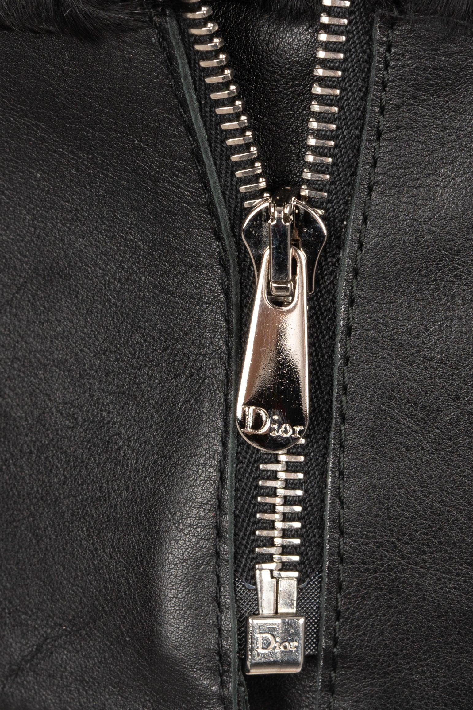 Giacca corta in pelle e pelliccia Christian Dior in vendita 4