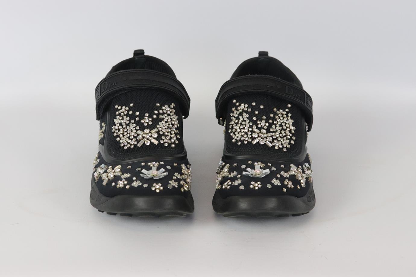 Black Christian Dior Fusion Crystal Embellished Neoprene Sneakers Eu 38.5 Uk 5.5 Us 8